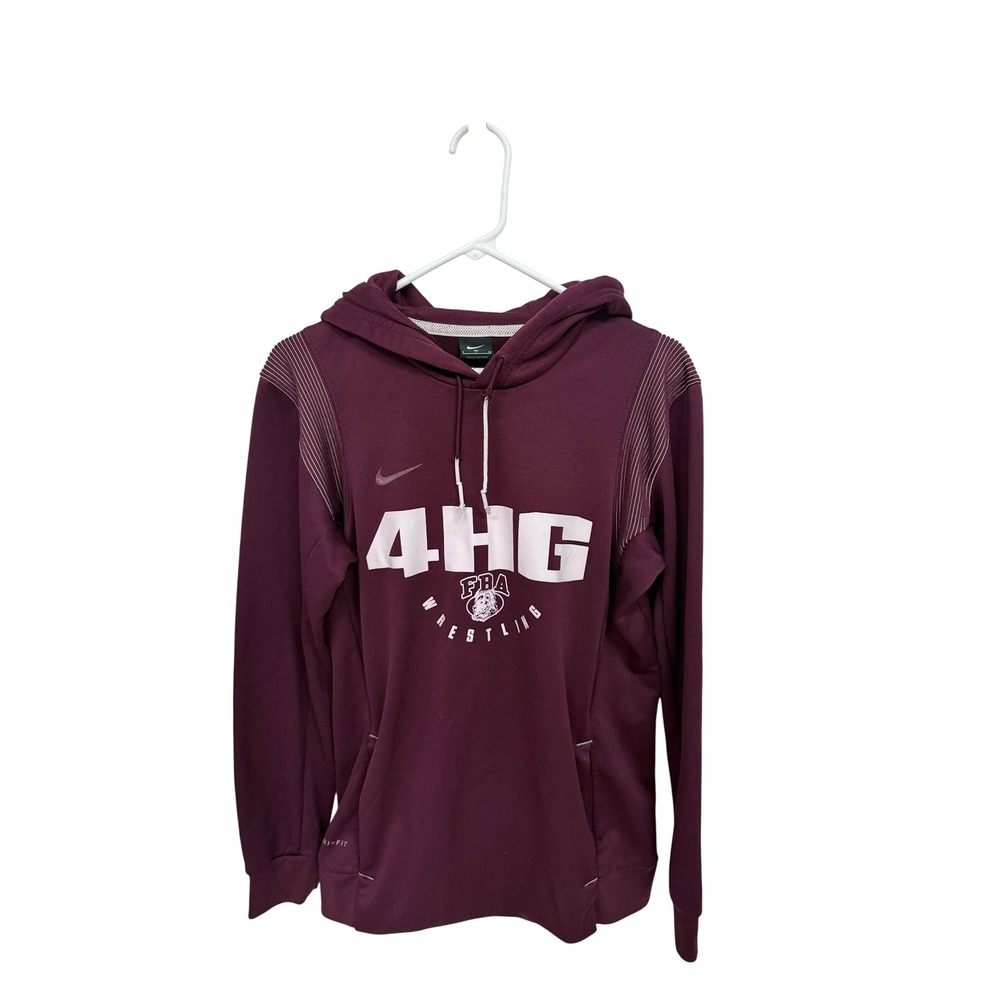 Nike Dri-FIT 4HG FBA Wrestling Hoodie Maroon Burgundy Mens Small Sweatshirt